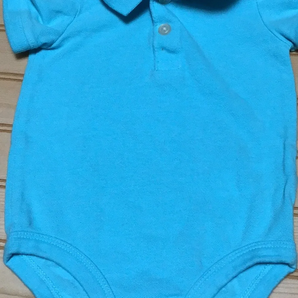 Osh Kosh B’gosh Aqua Turqoise Blue One‎ Piece Polo Jumpsuit Onesie 12 M